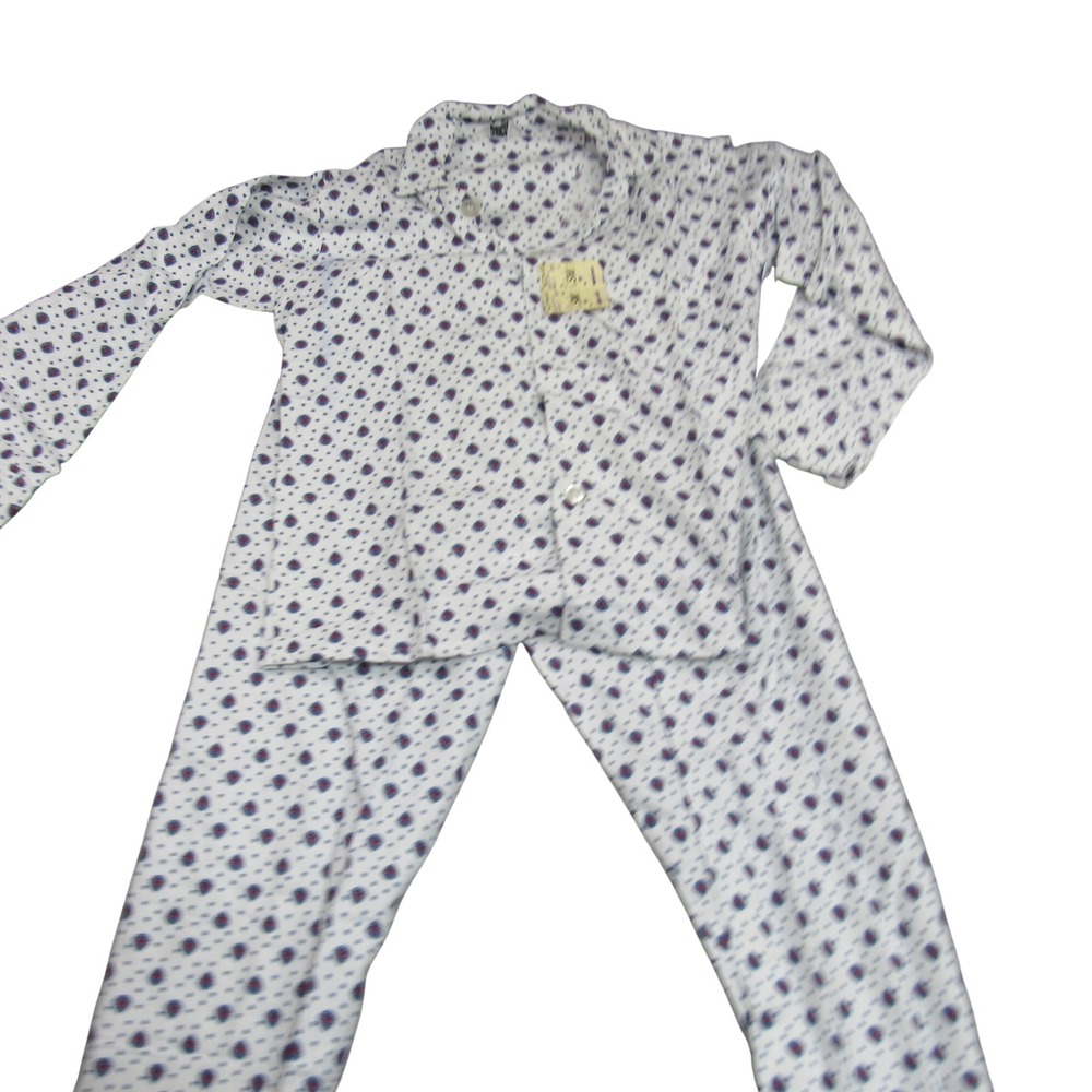 Vintage Marlowe Mens Pajama Set Small White Heart Print 100% Cotton NWT Deadstoc